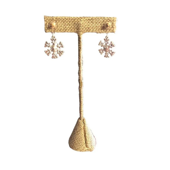 Unbranded 1 1/2" x 3/4" Silver/Arora Borealis Women's Snowflake Earrings Pierced - Picture 5 of 6